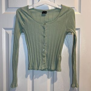 Girls Mint Button Down Long Sleeve Top Size Large (10/12)